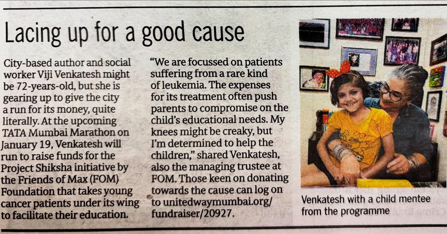 Thank you MiD DAY for supporting Friends of Max and Project Shiksha!