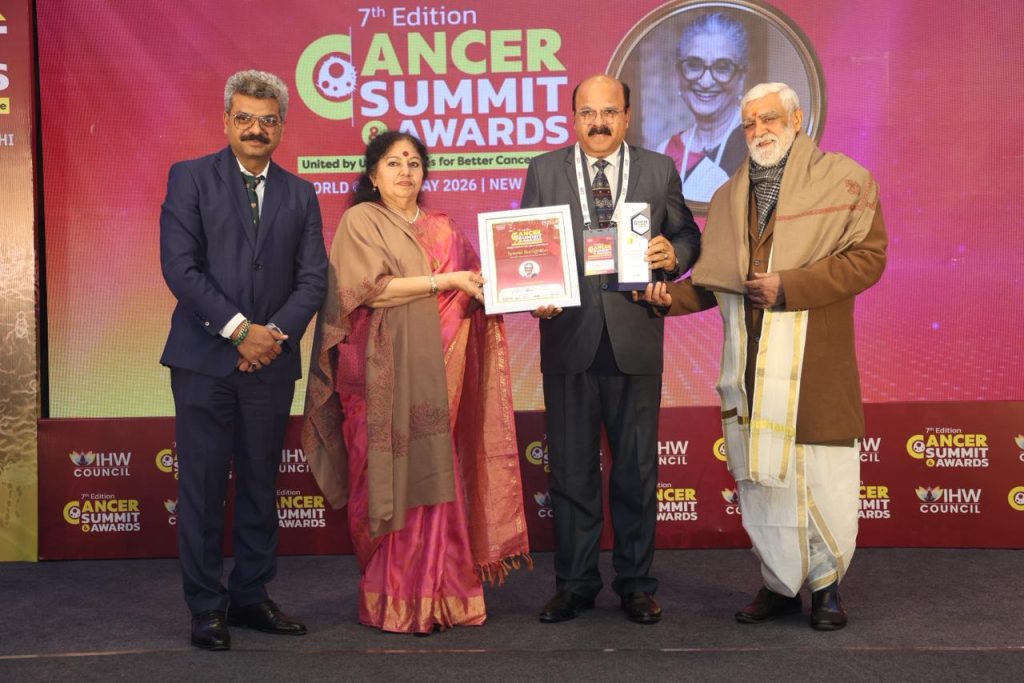 Viji Venkatesh received the Leadership in Patient Advocacy & Access to Cancer Care Award at the 7th Cancer Summit & Awards 2026 held in Delhi on 3rd February 2026, the eve of World Cancer Day.
